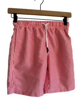 Maamgic Red and White Striped Swim Trunks Kids Size 8